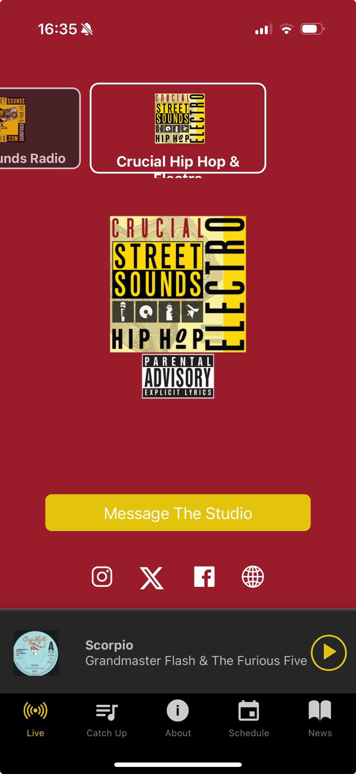 Example of a BR Radio Multi-station App. Allows listeners to switch between your Stations.