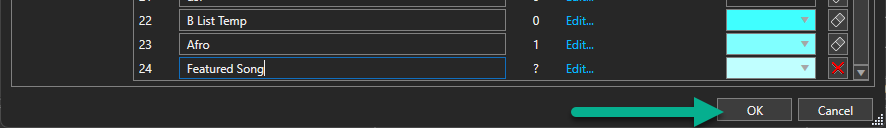 Save new Song Category Myriad Playout