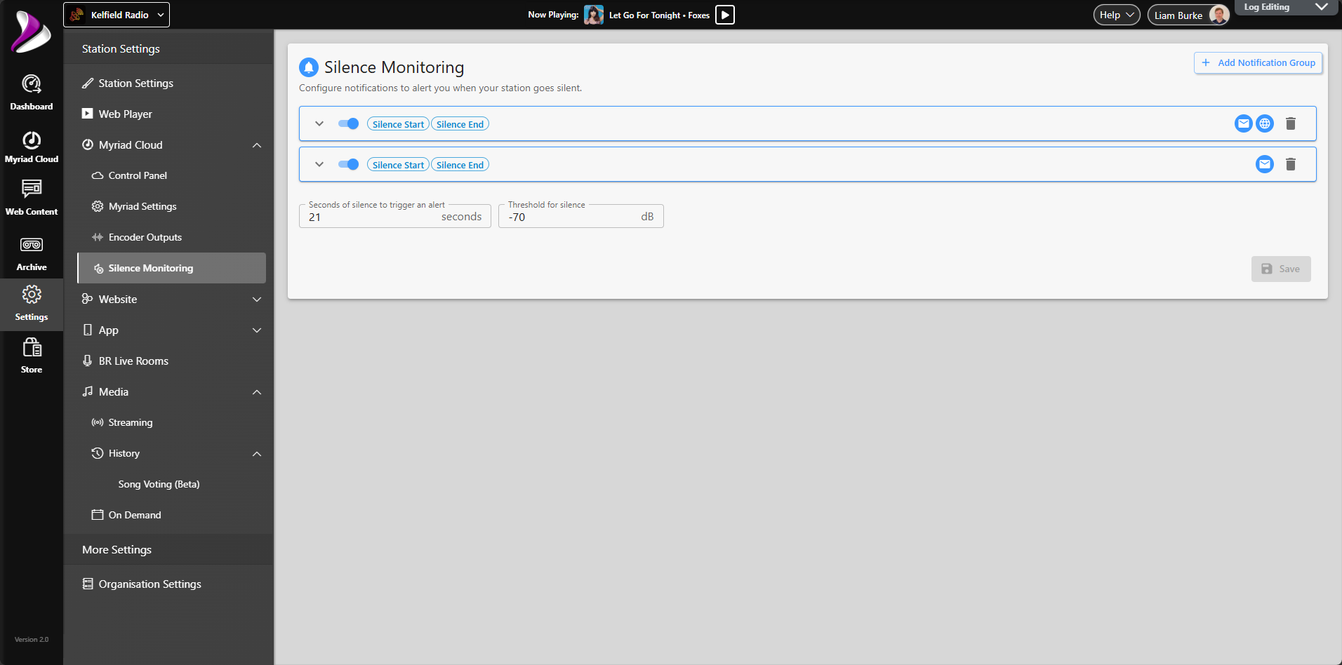 Silence alert notification groups in B.R