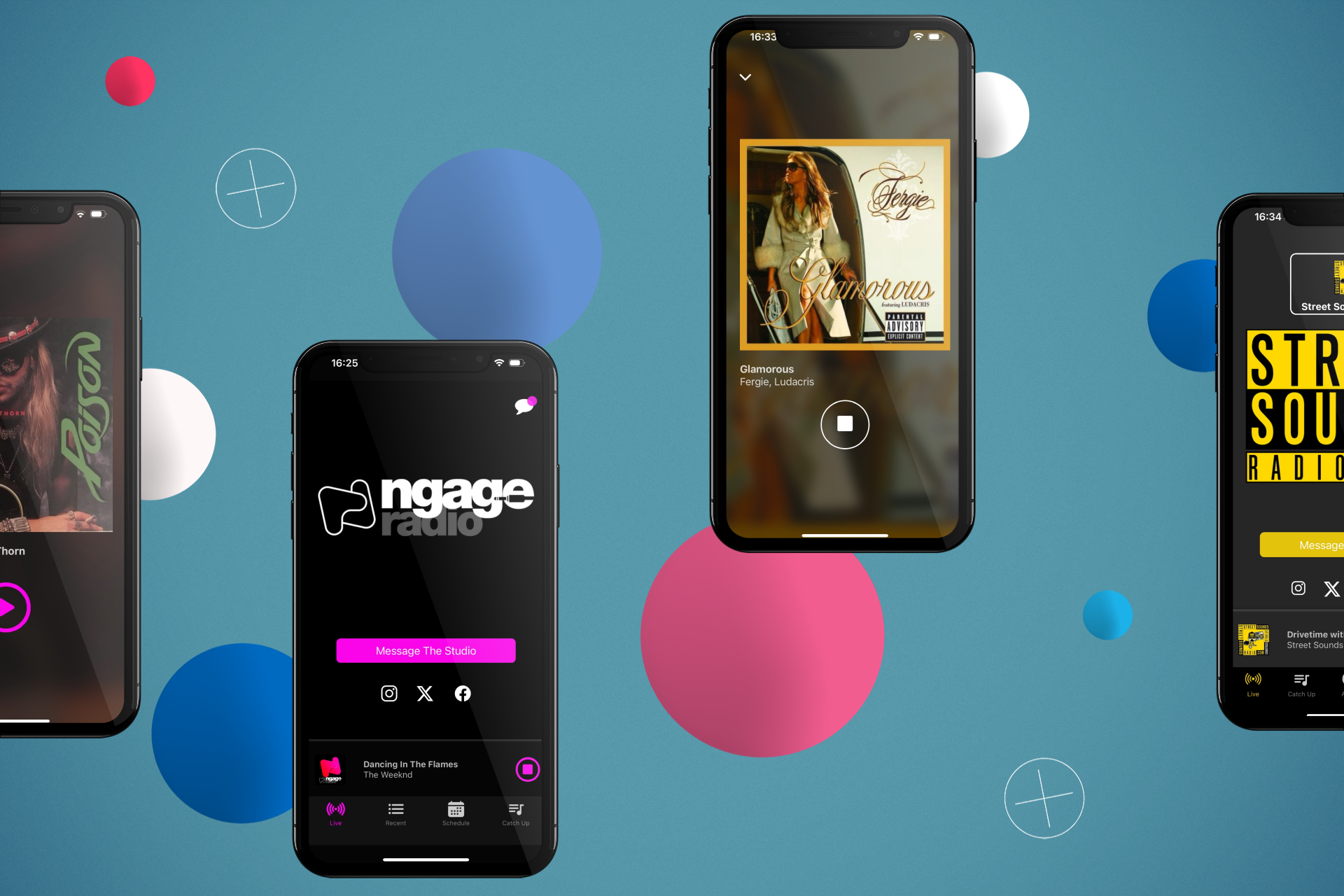 Collage of BR Mobile Apps on a coloured background.