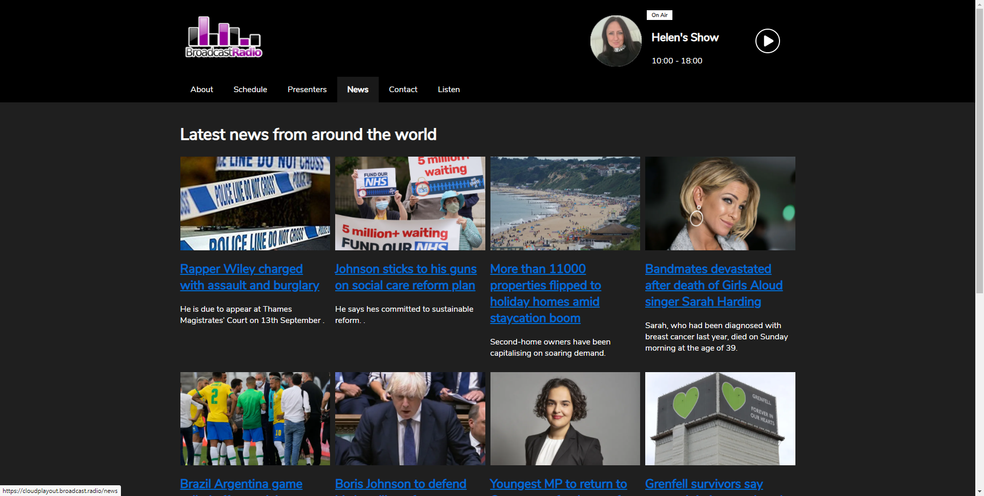 A screenshot of a website that says latest news from around the world