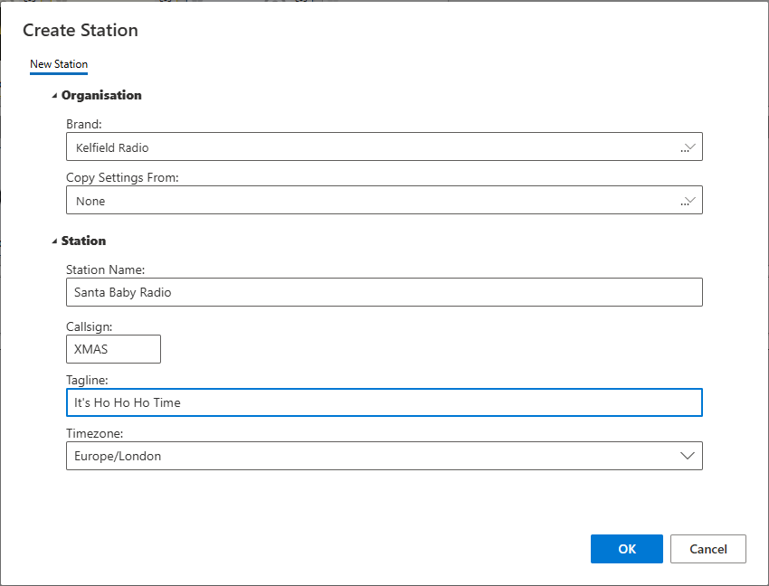 Myriad Cloud station information screenshot.