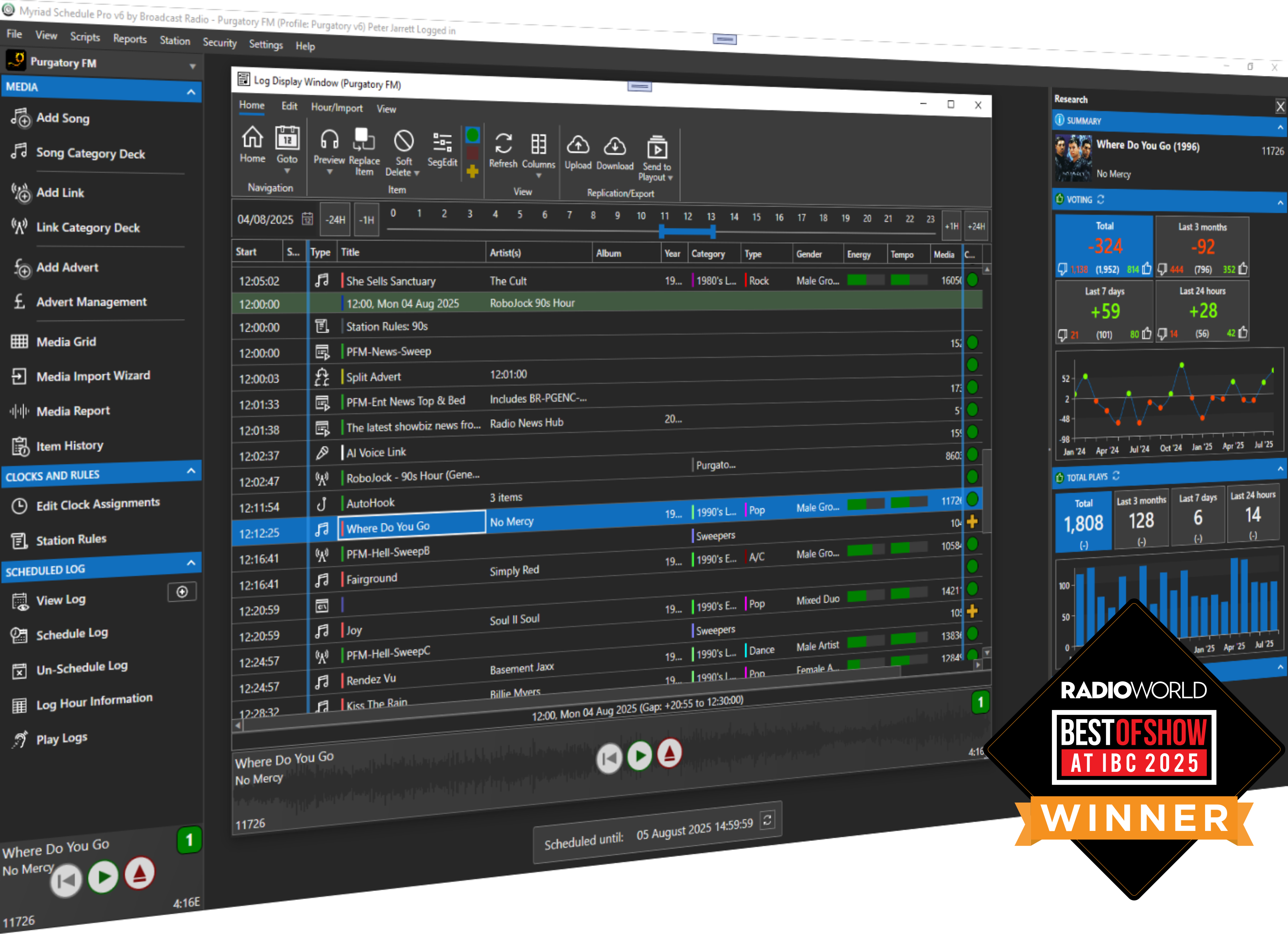 Myriad Schedule Pro with award winning sticker.