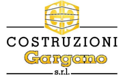 Logo per Costruzioni Gargano srl in nero e giallo con emblema stilizzato della casa