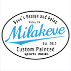 A logo for dave 's design and paint milaukee custom painted sports masks