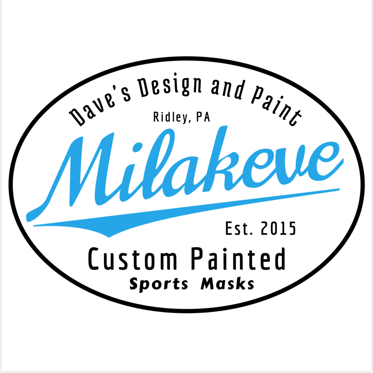 A logo for dave 's design and paint milaukee custom painted sports masks