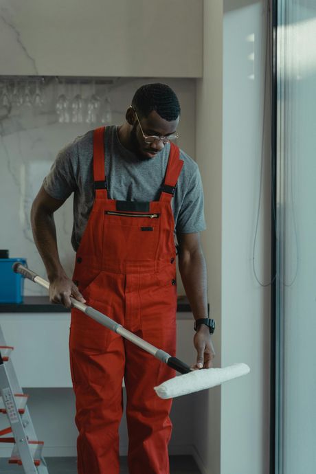 man cleaning