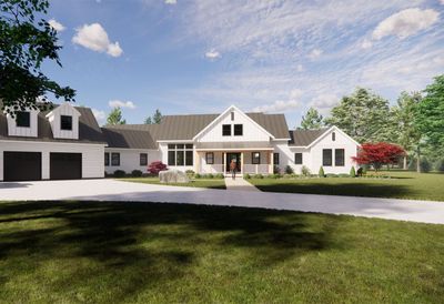 an artist 's impression of a large white house with a black roof .