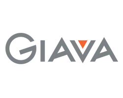 Logo GIAVA in grigio con un triangolo arancione all'interno della A