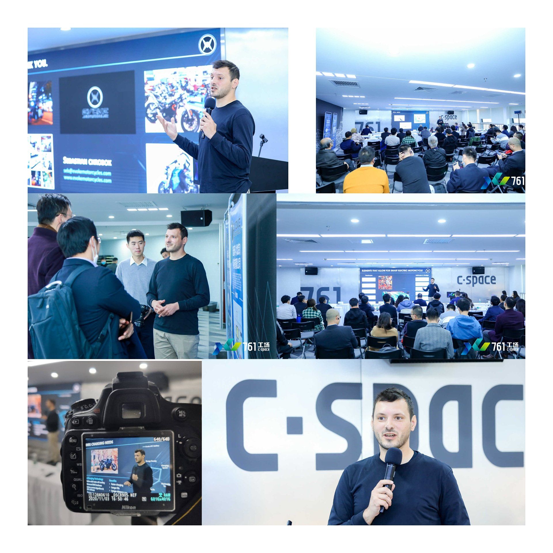 Sebastian Chrobok is giving a presentation in front of a large crowd