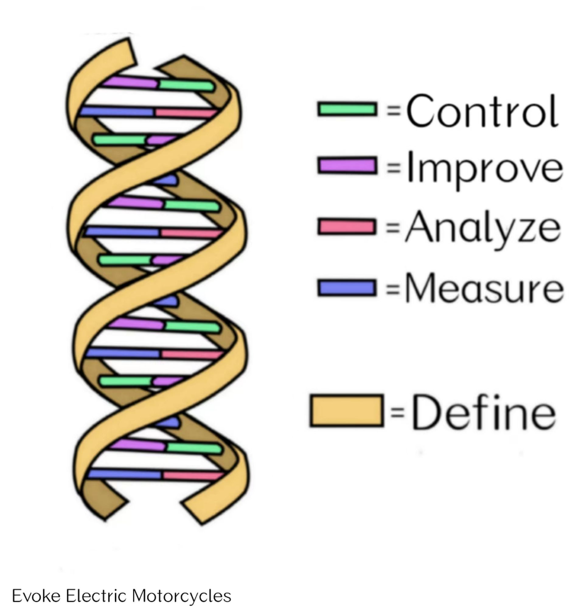 A diagram of a dna with the words control improve analyze measure define