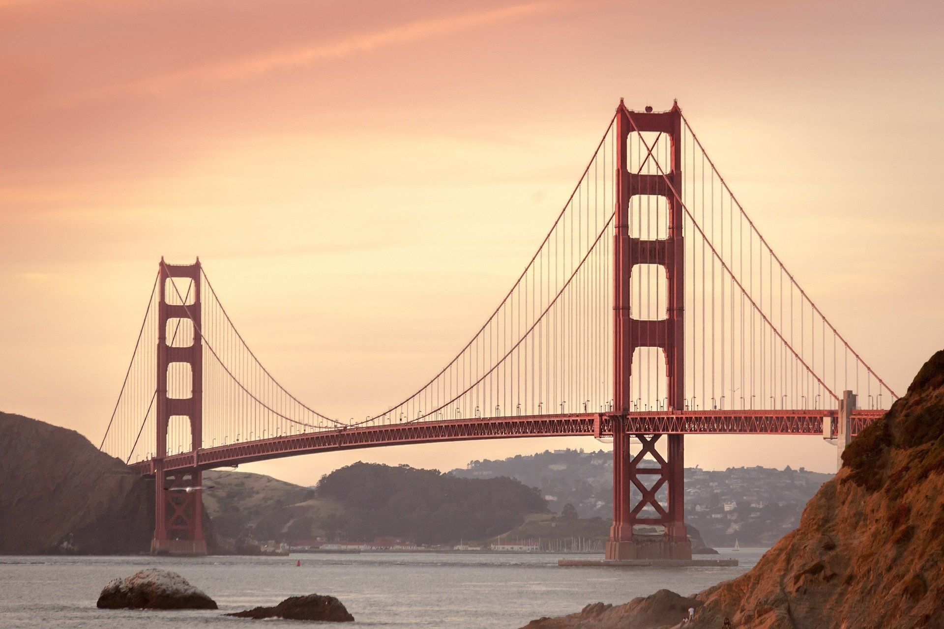 The golden gate bridge is a suspension bridge over a body of water.