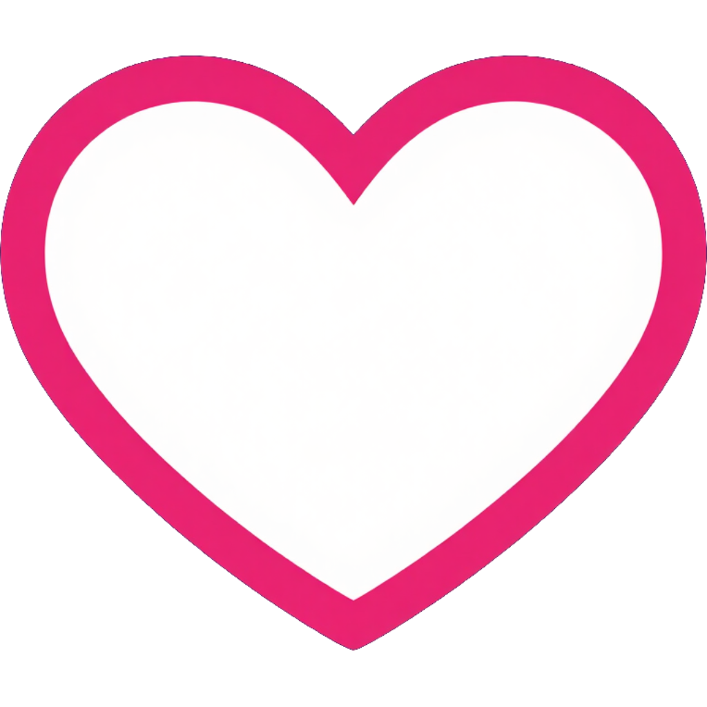 Contorno de corazón rosa sobre fondo blanco.