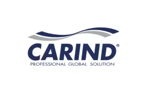 Logo CARIND con striscia blu e slogan