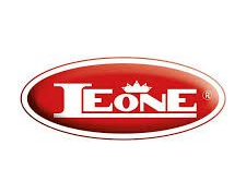 Logo LEONE rosso in un distintivo ovale su sfondo bianco.