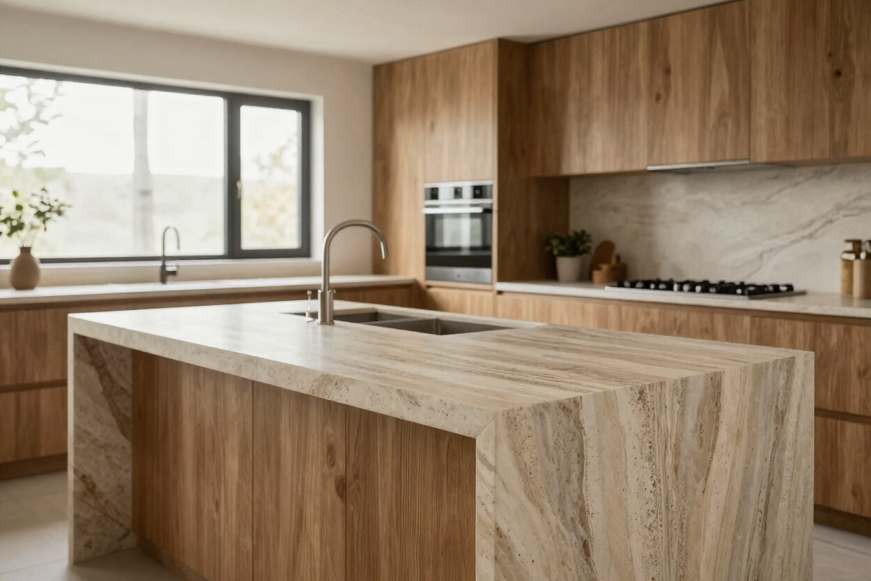 Cocina con piedra natural