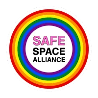 Logo: Rainbow circle surrounds white circle with 