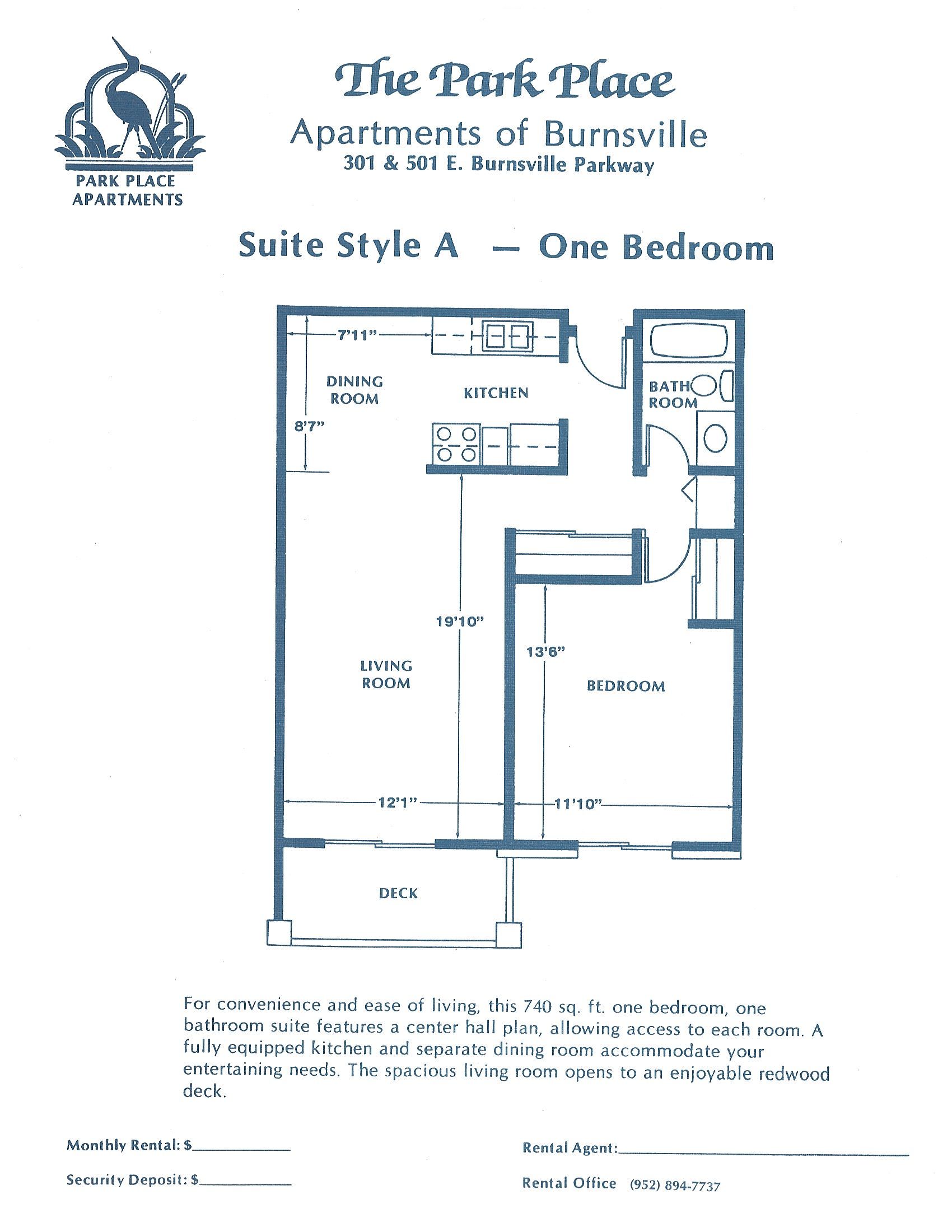 Floor Plan Suite Syle A - One Bed