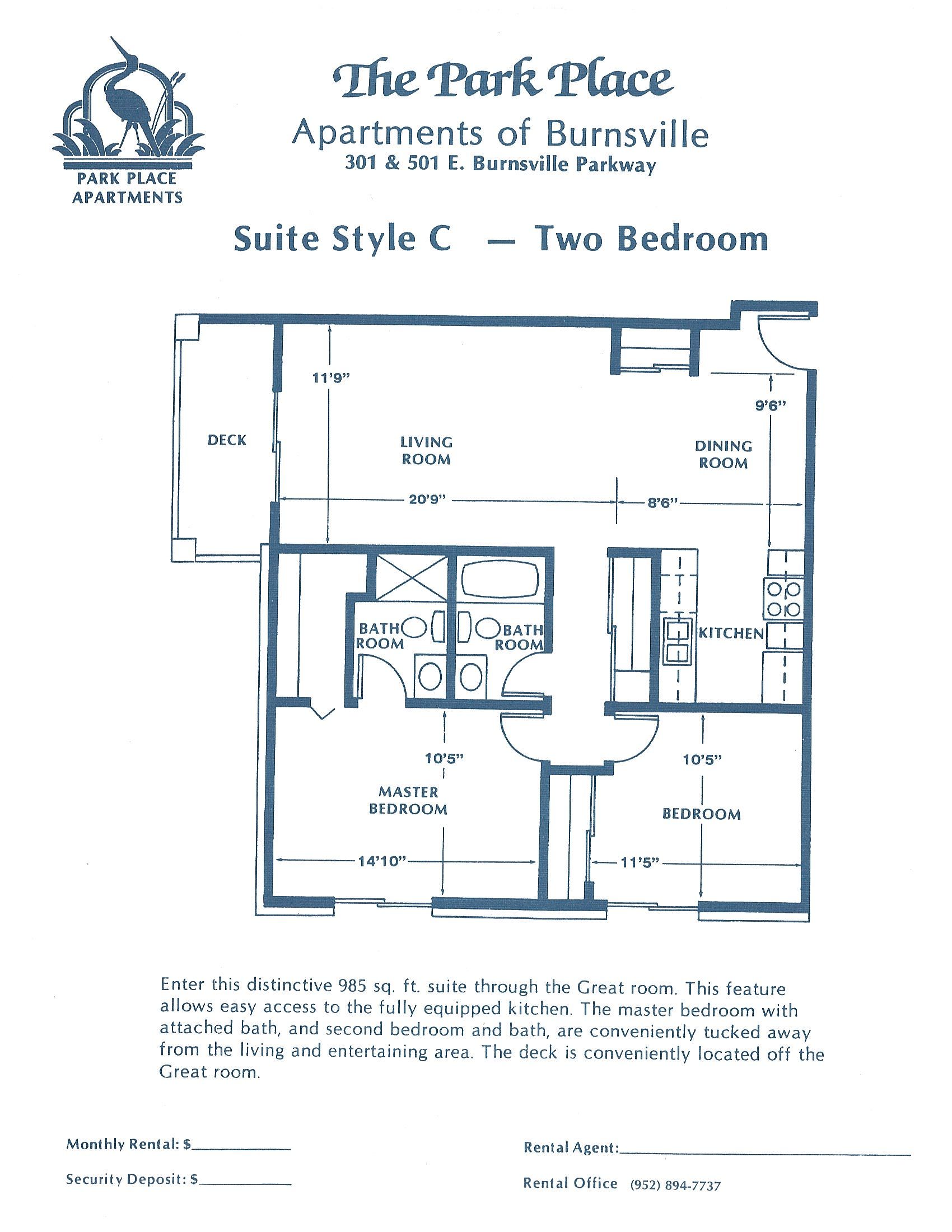 Floor plan - Suite Style B - Two Bed