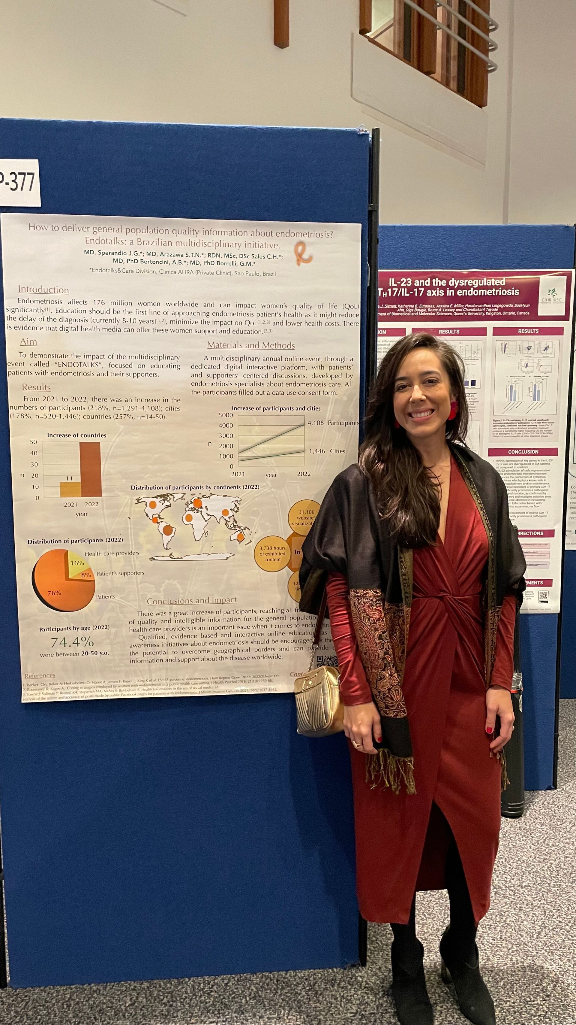 Dra. Juliana Sperandio apresentando poster sobre Endotalks no Congresso Mundial de Endometriose