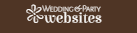 Wedding & Party Websites logo on brown background with white floral icon and text