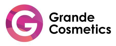 The logo for grande cosmetics is a pink and purple circle with a g in the middle.