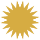 Gold starburst icon with multiple pointed rays on a white background