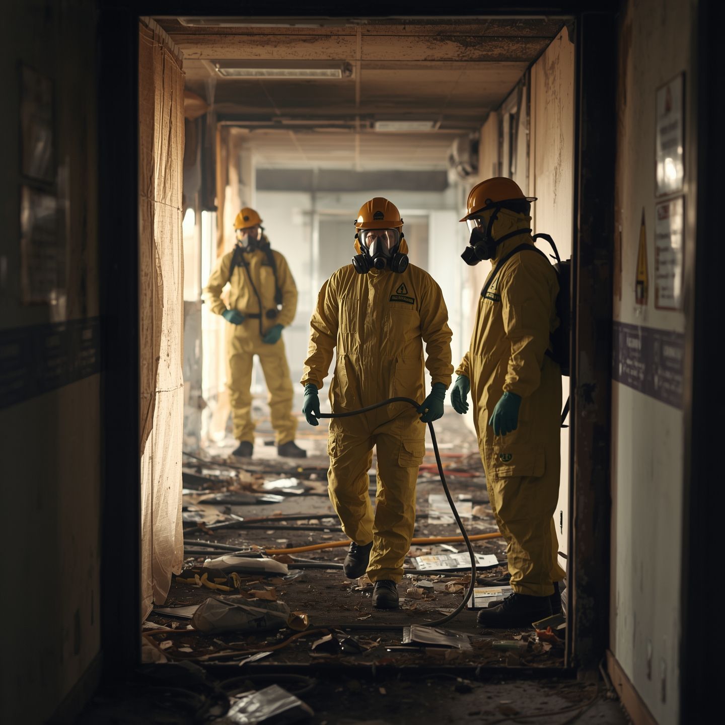 HEPA air scrubber used by a fire damage restoration professional to remove airborne soot 