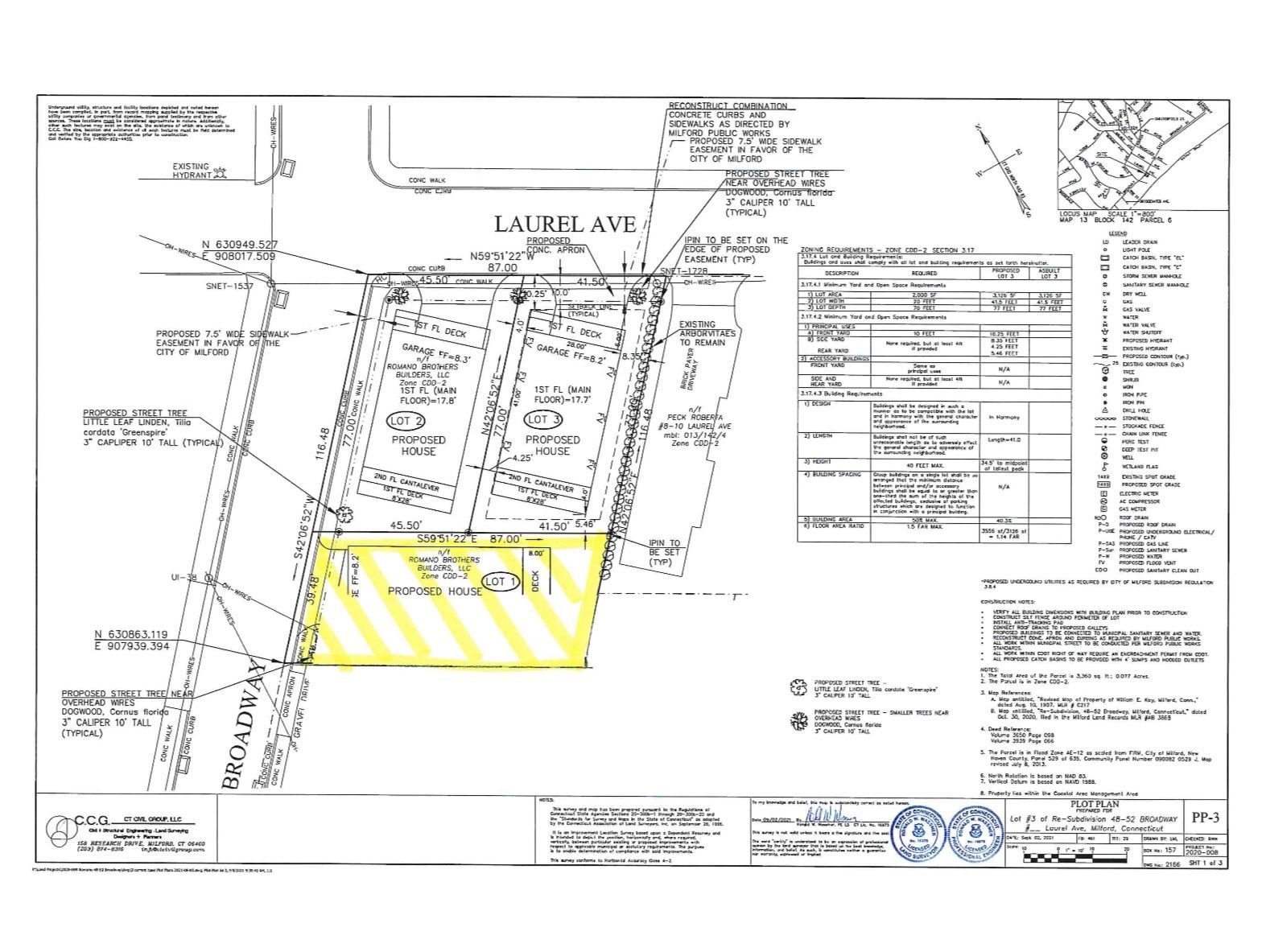 Survey map with a highlighted yellow section.
