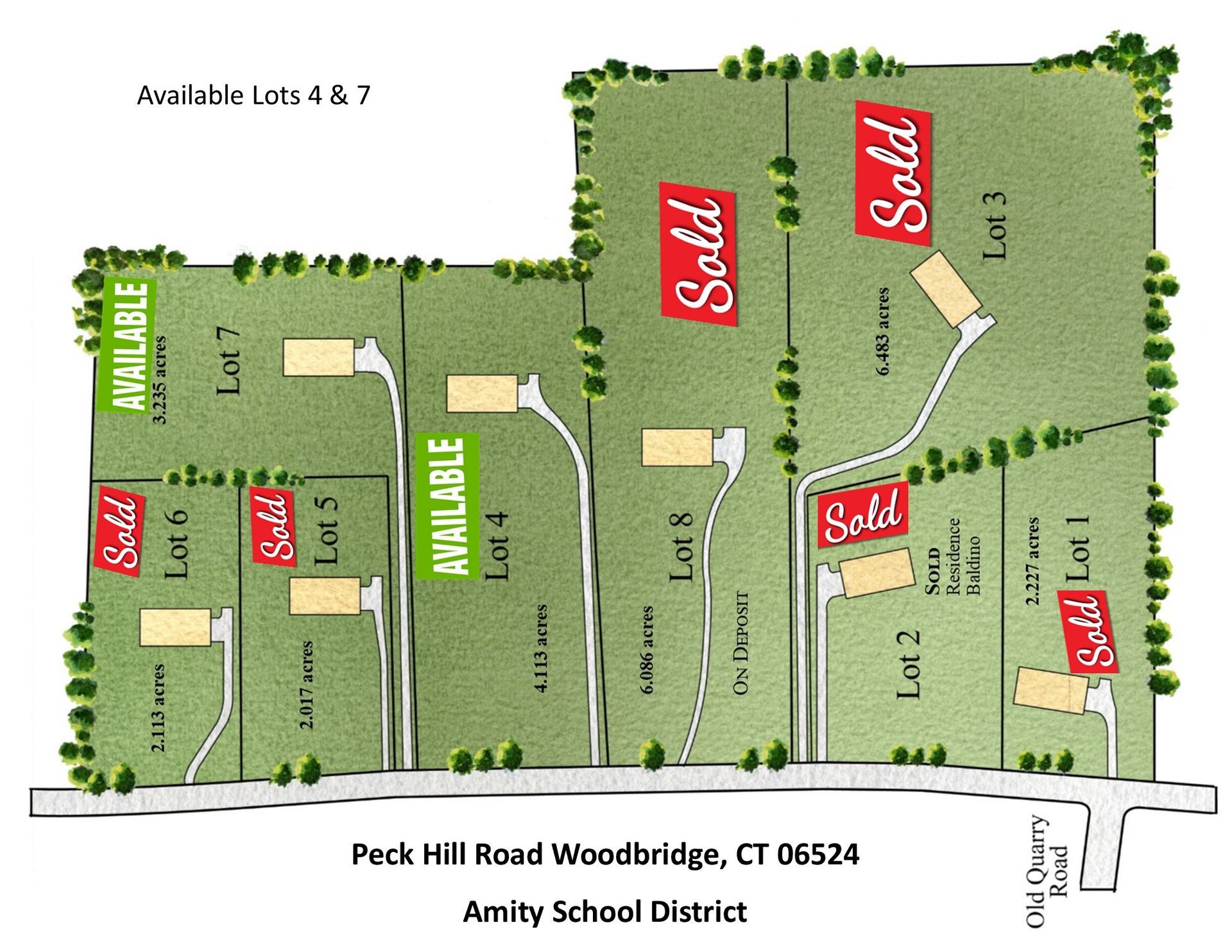 Map of land lots in Woodbridge, CT, showing 