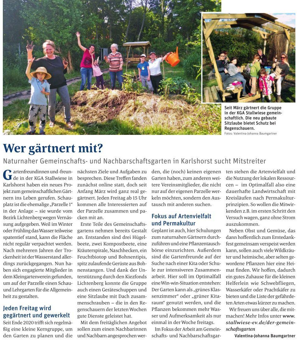 Unser Gemeinschaftsgarten im Berliner Gartenfreund, August 2021