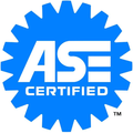 A blue logo that says ' ase certified ' on it