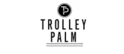 Trolley Palm logo with black text and circular TP monogram on white background
