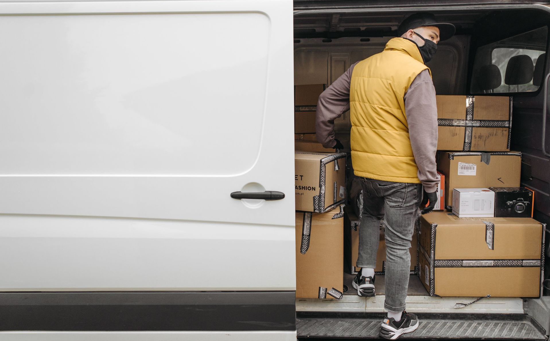 Loading furniture in van