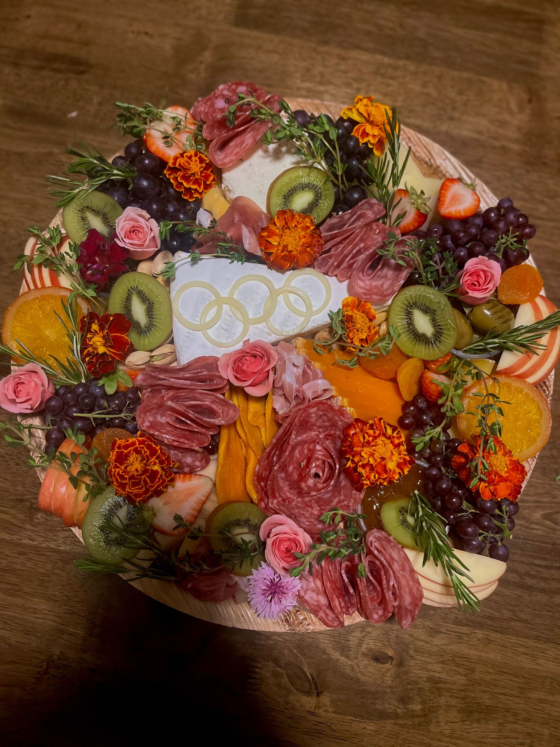 Custom Olympics Charcuterie Board.
