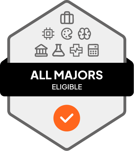 Badge with All Majors Eligible text 