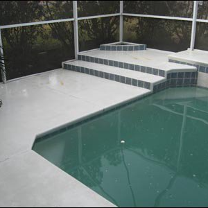 freshly cleaned pool patio
