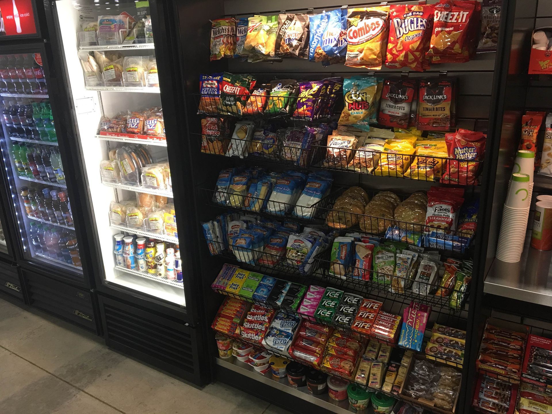 A grocery store filled with lots of snacks and drinks.