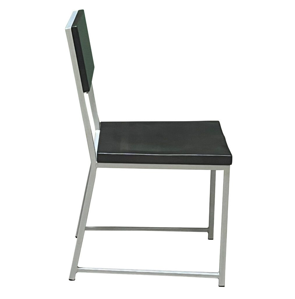A chair with a black seat and back on a white background