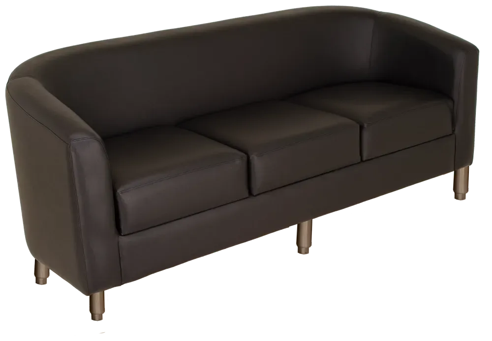 A brown leather couch on a white background