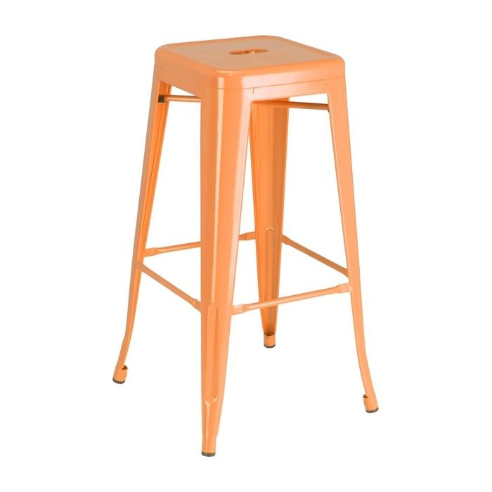 An orange bar stool on a white background