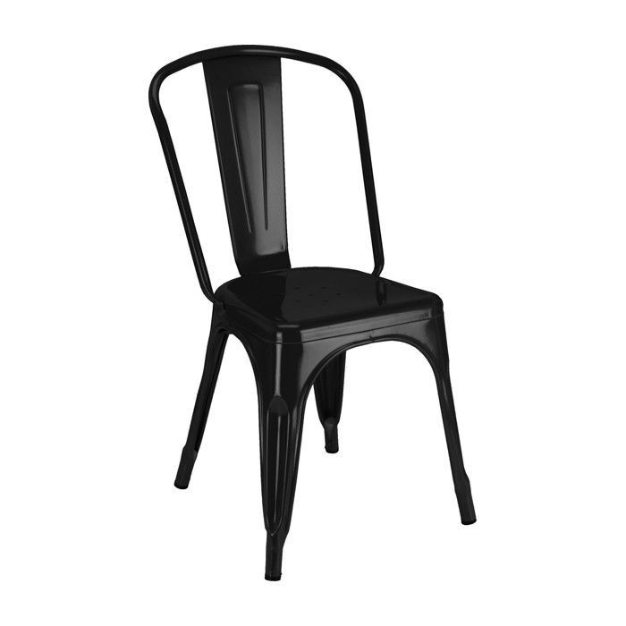 A black chair is sitting on a white background.