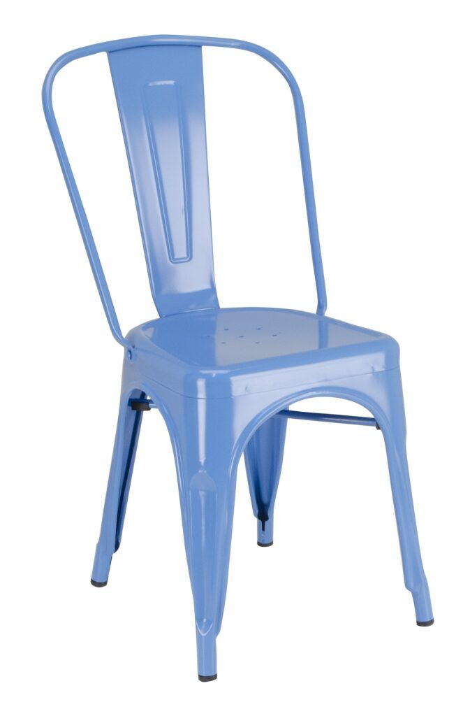 A light blue chair on a white background
