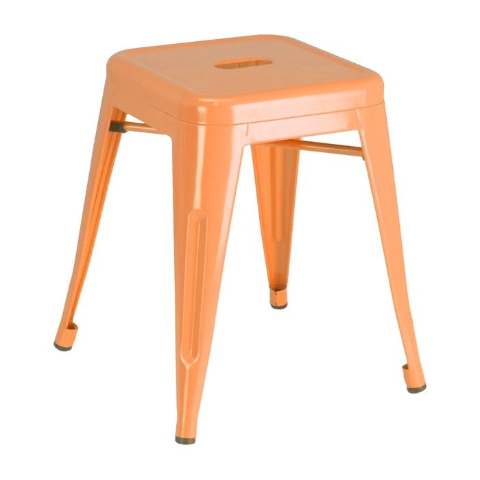 An orange stool with a hole in the middle on a white background