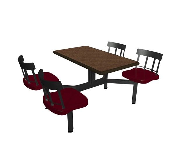 A 3d model of a table and chairs on a white background