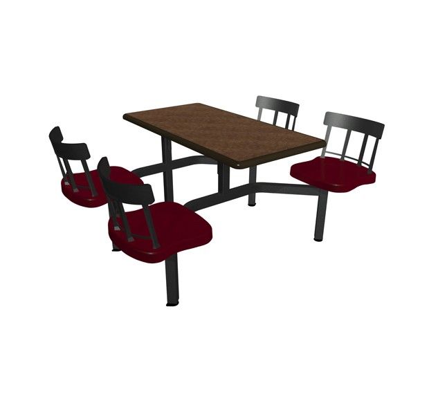 A 3d model of a table and chairs on a white background
