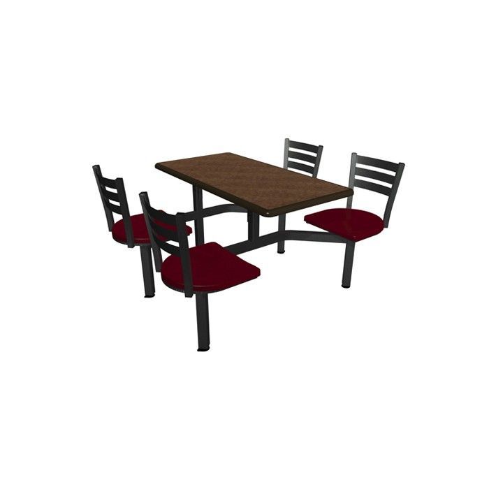 A 3d model of a table and chairs on a white background.