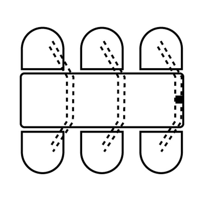 A black and white drawing of a box with a hole in the middle.