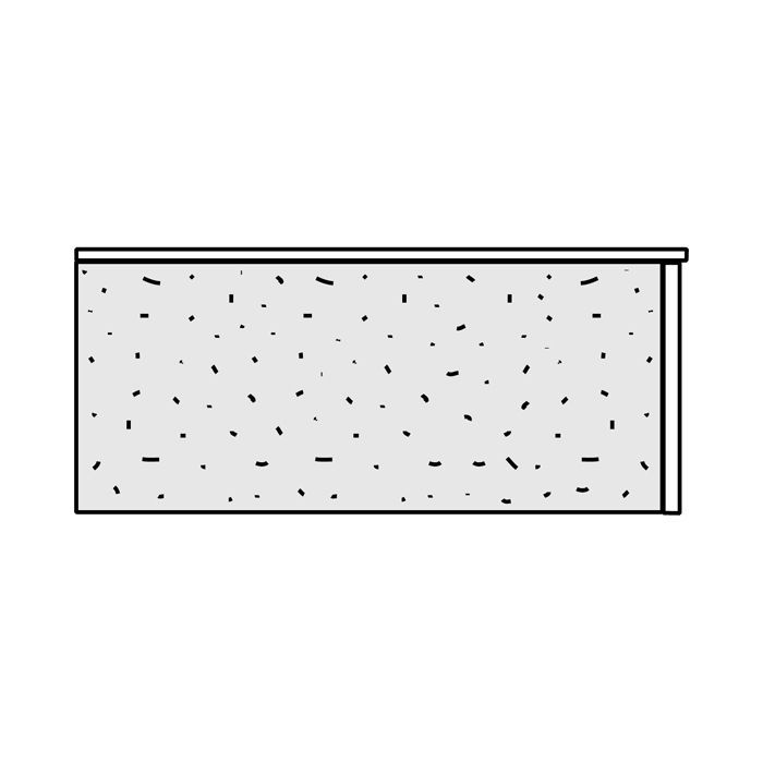 A drawing of a rectangle with dots on it on a white background.