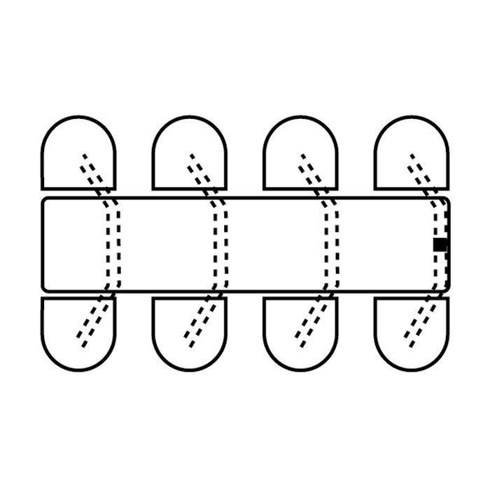 A black and white drawing of a box with a hole in the middle.